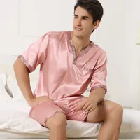 Men's Color Block Light Movement Wind Suit Collarless Short Sleeve Loose Men's Summer Pajamas sku image 14
