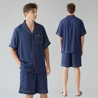 Men's Summer Silk - Like Satin Pajama Set With Short Sleeves & Breathable Shorts - Lightweight Viscose Homewear Outfit main image 2