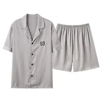 Men's Ice Silk Pajama Set - Lightweight Summer Short Sleeve Lounge Set, Breathable Smooth Fabric For Comfortable Sleep & Home Wear main image 3