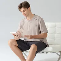 Cooling Men's Modal Pajama Set - Short Sleeve Shirt & Breathable Shorts, Lightweight Summer Homewear main image 2
