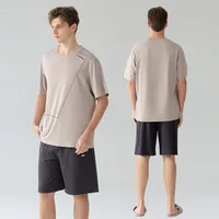 Cooling Men's Modal Pajama Set - Short Sleeve Shirt & Breathable Shorts, Lightweight Summer Homewear main image 1