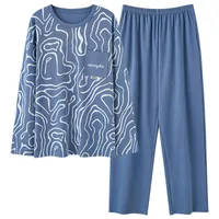 Antibacterial Cotton Men's Pajama Set - Long Sleeve Pullover Home Lounge Wear, Breathable Comfort For Spring, Autumn & Winter Seasons main image 3