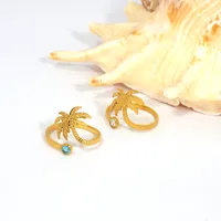 Hawaiian Beach Coconut Tree 304 Stainless Steel 18K Gold Plated Women's Open Rings main image 4