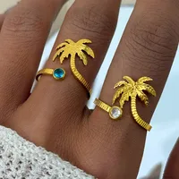 Hawaiian Beach Coconut Tree 304 Stainless Steel 18K Gold Plated Women's Open Rings main image 1
