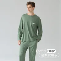 Men's Ultra-Soft Modal Long Sleeve Pajama Set - Antibacterial Homewear For Spring, Summer & Fall sku image 4