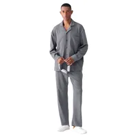 Men's Antibacterial Cotton Pajama Set - American - Style Textured Stretch Fabric, Long Sleeve Lounge Wear For All Seasons, Home & Outdoor Use main image 3