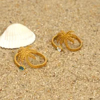 Hawaiian Beach Coconut Tree 304 Stainless Steel 18K Gold Plated Women's Open Rings main image 7