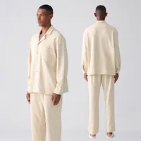 Men's Cotton Pajama Set American Casual Style Spring Autumn Winter Homewear Lounge Outfit Comfortable Stretch Fabric main image 2