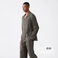 Super Soft Men's Modal Long Sleeve Pajama Set, Trendy American Homewear For Spring/Autumn & Winter, Comfortable Loungewear Wearable Outdoors sku image 2