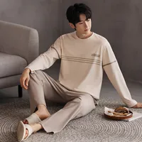 Men's Cotton Long Sleeve Pajama Set For Autumn, Casual Home Wear Lounge Suit With Comfortable Design, Outdoor Sleepwear main image 3