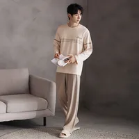 Men's Cotton Long Sleeve Pajama Set For Autumn, Casual Home Wear Lounge Suit With Comfortable Design, Outdoor Sleepwear main image 2