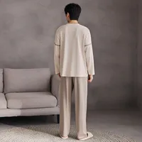 Men's Cotton Long Sleeve Pajama Set For Autumn, Casual Home Wear Lounge Suit With Comfortable Design, Outdoor Sleepwear main image 4