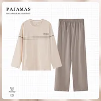 Men's Cotton Long Sleeve Pajama Set For Autumn, Casual Home Wear Lounge Suit With Comfortable Design, Outdoor Sleepwear main image 5
