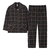 Men's Winter Thermal - Lined Coral Fleece Pajama Set With Lapel Collar, Striped Print, Long Sleeve & Plush Insulation main image 5
