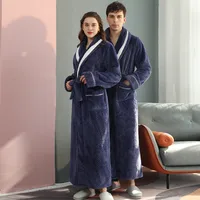 Unisex Extra - Long Thermal Coral Fleece & Flannel Bathrobe For Couples, Winter Sleepwear With Thick Warmth main image 3