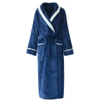 Unisex Extra - Long Thermal Coral Fleece & Flannel Bathrobe For Couples, Winter Sleepwear With Thick Warmth main image 4