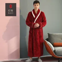 Unisex Extra - Long Thermal Coral Fleece & Flannel Bathrobe For Couples, Winter Sleepwear With Thick Warmth sku image 16