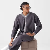 Men's Lightweight Warm Half - Fleece Winter Pajama Set, Thermal Thickened Coral Fleece Homewear Sleep Lounge Suit main image 1