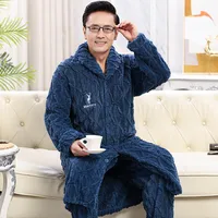 Men's Heavyweight Thermal Coral Fleece Bathrobe, Winter Plush Robe For Warmth & Comfort main image 2