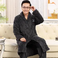 Men's Heavyweight Thermal Coral Fleece Bathrobe, Winter Plush Robe For Warmth & Comfort main image 3