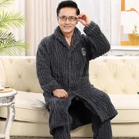 Men's Heavyweight Thermal Coral Fleece Bathrobe, Winter Plush Robe For Warmth & Comfort sku image 12