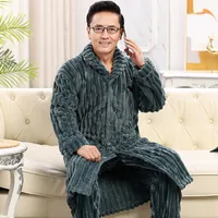 Men's Heavyweight Thermal Coral Fleece Bathrobe, Winter Plush Robe For Warmth & Comfort sku image 20