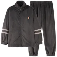 Men's Fleece Pajama Set - Winter Thermal Flannel Sleepwear With Plush Coral Fleece, Cozy Homewear For Cold Weather main image 5