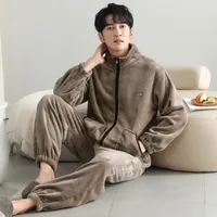 Men's Fleece Pajama Set - Winter Thermal Flannel Sleepwear With Plush Coral Fleece, Cozy Homewear For Cold Weather sku image 21