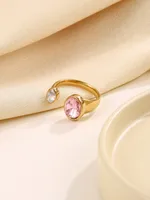 Elegant Modern Style Geometric 304 Stainless Steel Zircon Women's Open Rings sku image 5