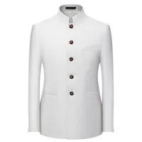 Modern Men's Business Casual Slim Fit Solid Color Stand Collar Single - Breasted Suit Jacket main image 1