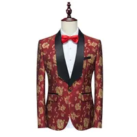 Men's Banquet Tuxedo Suit Two - Piece Set Floral Jacquard Korean Slim Fit Design Formal Evening Events Wedding Attire main image 1