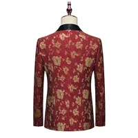 Men's Banquet Tuxedo Suit Two - Piece Set Floral Jacquard Korean Slim Fit Design Formal Evening Events Wedding Attire main image 5