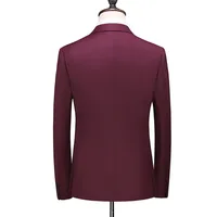 Men's Big & Tall Double - Breasted Suit Two - Piece Set, Solid Wine Red Formal Blazer With Structured Shoulders main image 2