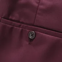 Men's Big & Tall Double - Breasted Suit Two - Piece Set, Solid Wine Red Formal Blazer With Structured Shoulders main image 4