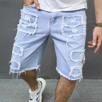 Men's Distressed Denim Shorts Relaxed Fit Casual Cargo Bermuda Trunks For Modern Style sku image 2