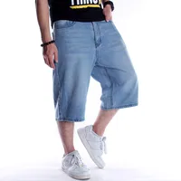 Men's Hip - Hop Denim Cargo Shorts Loose Fit Skateboard Casual Summer Mid - Length Plus Size sku image 1