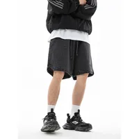Men's Summer Loose Fit Embroidered Denim Shorts With Triangle Slit Hem, Streetwear Casual 5 - Inch Shorts main image 2