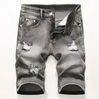Men's Stretch Denim Shorts - Distressed Retro Casual Mid - Length With Elastic Waist, Multi - Color Summer Urban Fashion main image 4