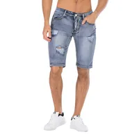 Men's Stretch Denim Shorts - Distressed Retro Casual Mid - Length With Elastic Waist, Multi - Color Summer Urban Fashion main image 5