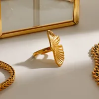 Modern Style Simple Style Ginkgo Leaf 304 Stainless Steel Women's Open Rings Rings main image 4