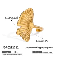 Modern Style Simple Style Ginkgo Leaf 304 Stainless Steel Women's Open Rings Rings sku image 1
