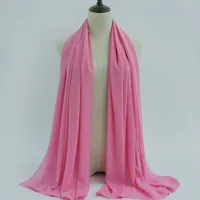 132 Colors In Stock Solid Color 148S Full Scarf Baotou Scarf Pearl Chiffon Bubble Scarf Chiffon Beads Ethnic Headscarf sku image 41