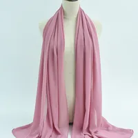 132 Colors In Stock Solid Color 148S Full Scarf Baotou Scarf Pearl Chiffon Bubble Scarf Chiffon Beads Ethnic Headscarf sku image 42