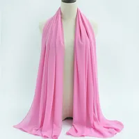132 Colors In Stock Solid Color 148S Full Scarf Baotou Scarf Pearl Chiffon Bubble Scarf Chiffon Beads Ethnic Headscarf sku image 43