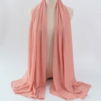132 Colors In Stock Solid Color 148S Full Scarf Baotou Scarf Pearl Chiffon Bubble Scarf Chiffon Beads Ethnic Headscarf sku image 47