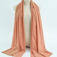 132 Colors In Stock Solid Color 148S Full Scarf Baotou Scarf Pearl Chiffon Bubble Scarf Chiffon Beads Ethnic Headscarf sku image 48