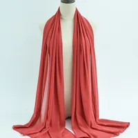 132 Colors In Stock Solid Color 148S Full Scarf Baotou Scarf Pearl Chiffon Bubble Scarf Chiffon Beads Ethnic Headscarf sku image 49
