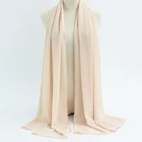 132 Colors In Stock Solid Color 148S Full Scarf Baotou Scarf Pearl Chiffon Bubble Scarf Chiffon Beads Ethnic Headscarf sku image 53