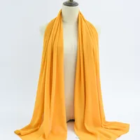 132 Colors In Stock Solid Color 148S Full Scarf Baotou Scarf Pearl Chiffon Bubble Scarf Chiffon Beads Ethnic Headscarf sku image 55
