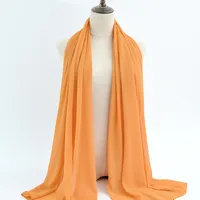 132 Colors In Stock Solid Color 148S Full Scarf Baotou Scarf Pearl Chiffon Bubble Scarf Chiffon Beads Ethnic Headscarf sku image 64